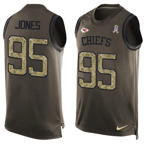 Nike Chiefs #95 Chris Jones Green Men's Stitched NFL Limited Salute To Service Tank Top Jersey - Click Image to Close